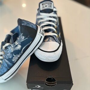 Converse Low Top Sneakers Navy Blue with White Floral Pattern